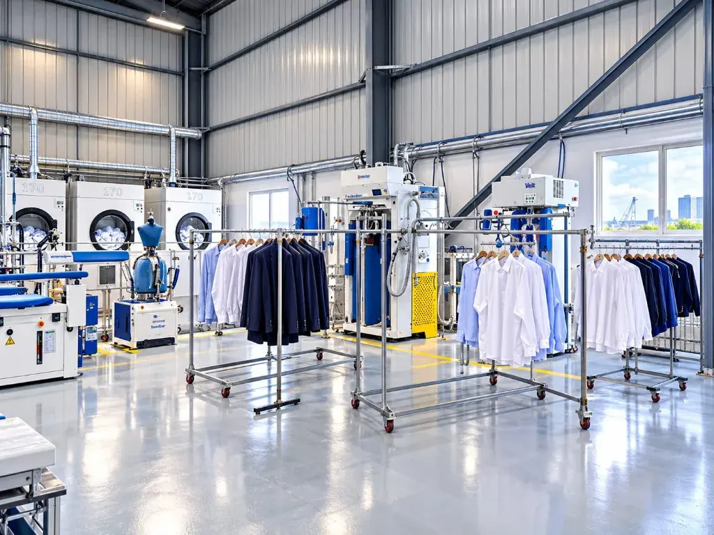 Workwear and uniforms prepared for corporate collection and return